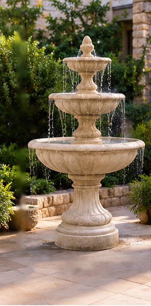 3-Tier Cast Stone Garden Fountain 58" – Aged Terracotta